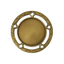 A product photo of a 3" antique finish, 5 diamond-shaped holes, patterned outer circle, Gold specialty medallion with a debossed centre for dtf printing