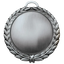 A product photo of a 4" antique finish full wreath Silver specialty medallion with a debossed centre for dtf printing