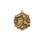 A product photo of small sculptured Gold Hockey medallion.