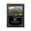 An image of a Black Marble finish rectangular photo plaque with a traditionally engraved plate on the bottom-half and a photo holder on the top-half.