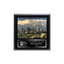 An image of a Plain Black finish square photo plaque with a traditionally engraved plate on the bottom-half and a photo holder on the top-half.