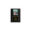A photo of a Matte Black Laminate plaque with a full-coloured plate on the top-half and traditional engraved plate on the bottom-half.