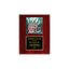 A photo of a Rosewood Piano Finish plaque with a full-coloured plate on the top-half and traditional engraved plate on the bottom-half.