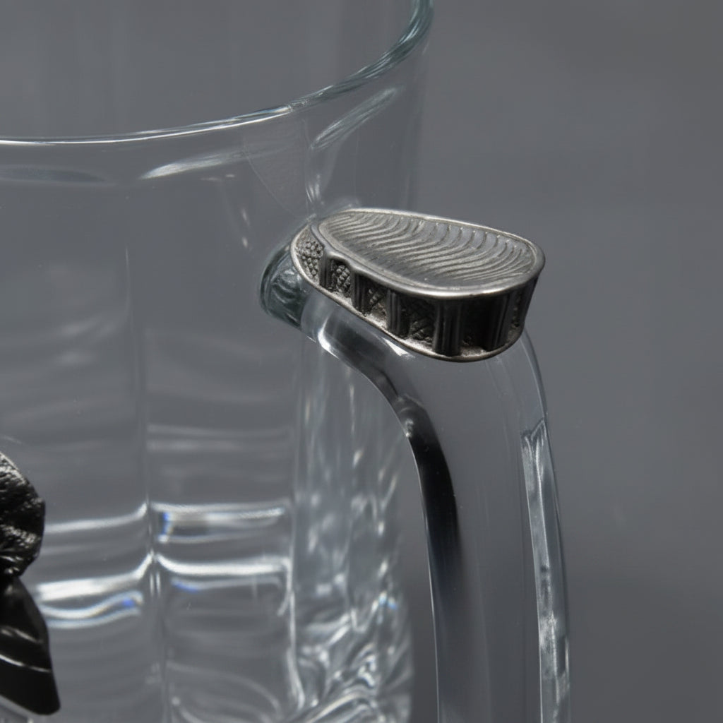Cups - Pewter Crest, Low Gross, Glass Stein