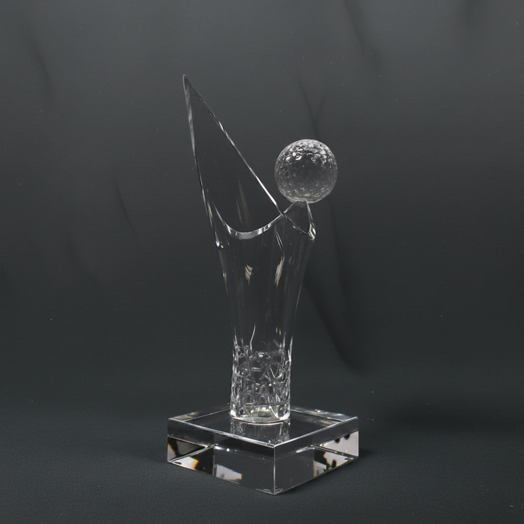 Optic Crystal - Golf Ball on Splash-shaped Glass Main image