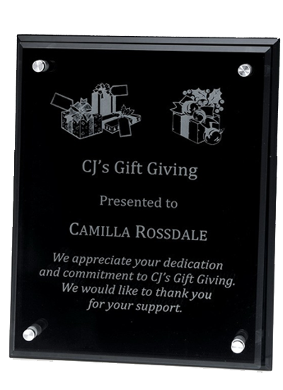 Plaque - Black and Floating Glass (on standoffs) Main image