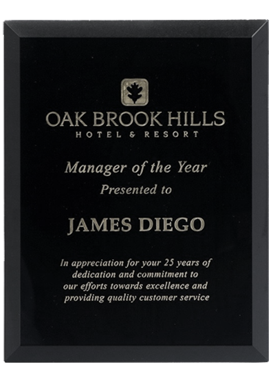 Plaque - Black Glass Bevelled Edges Main image