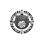 A product photo of Silver Varsity Soccer medallion.