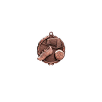 A product photo of small sculptured Bronze Soccer medallion.