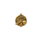 A product photo of small sculptured Gold Soccer medallion.