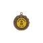 A product photo of a 1.75" half wreath and half rays style Gold specialty medallion with a debossed centre for dtf printing