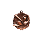 A product photo of small sculptured Bronze Baseball medallion.