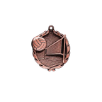 A product photo of small sculptured Bronze Volleyball medallion.