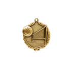 A product photo of small sculptured Gold Volleyball medallion.