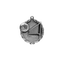 A product photo of small sculptured Silver Volleyball medallion.