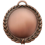 A product photo of a 4" antique finish full wreath Bronze specialty medallion with a debossed centre for dtf printing