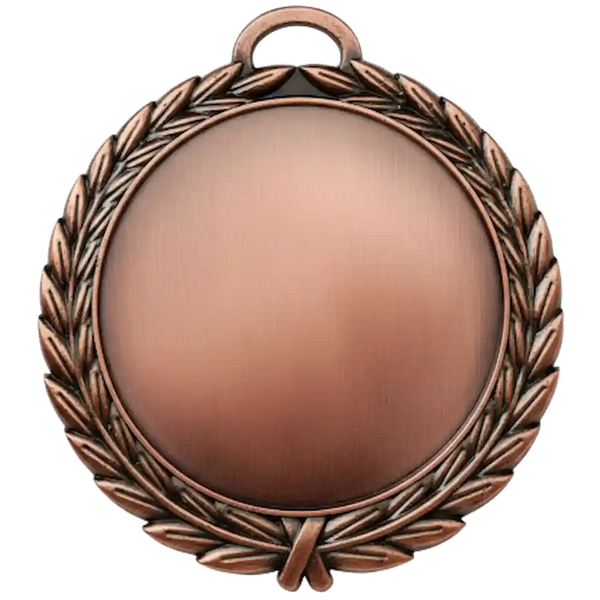 A product photo of a 4" antique finish full wreath Bronze specialty medallion with a debossed centre for dtf printing