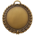 A product photo of a 4" antique finish full wreath Gold specialty medallion with a debossed centre for dtf printing