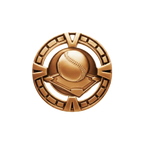 A product photo of Bronze Varsity Baseball medallion.