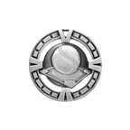 A product photo of Silver Varsity Baseball medallion.