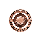 A product photo of a Bronze varsity Volleyball medallion.