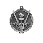 A product photo of big sculptured Silver Victory medallion.