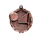 A product photo of big sculptured Bronze Volleyball medallion.
