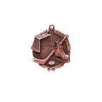 A product photo of small sculptured Bronze Hockey medallion.