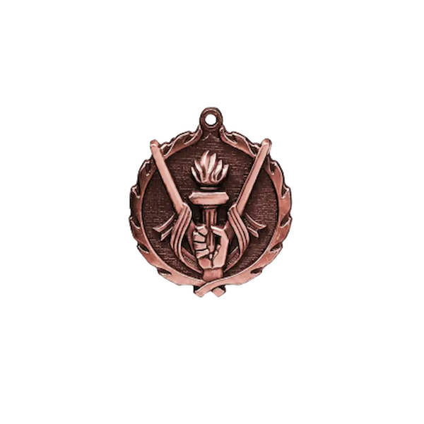 A product photo of small sculptured Bronze Victory medallion.