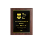A photo of a Cherrywood Laminate plaque with full traditional engraved plate.