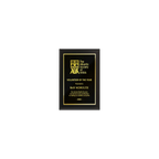 A photo of a Matte Black Laminate plaque with full traditional engraved plate.