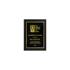 A photo of a Matte Black Laminate plaque with full traditional engraved plate.