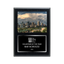 An image of a Plain Black finish rectangular photo plaque with a traditionally engraved plate on the bottom-half and a photo holder on the top-half.