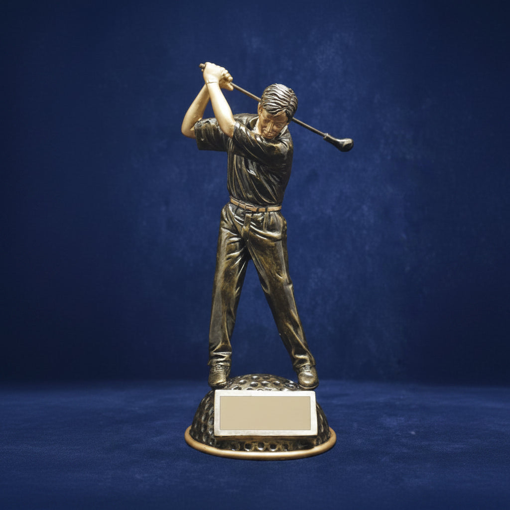 Sculpture - Resin Golfer on Half Ball