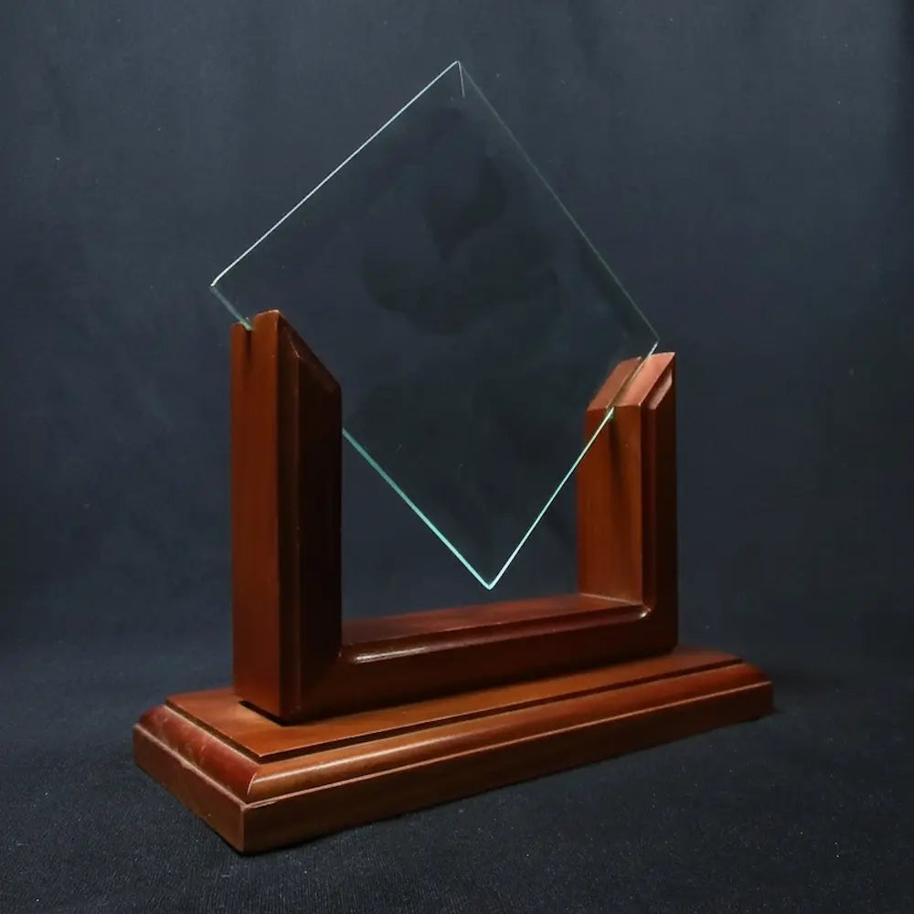 Glass - Bevelled Glass on Walnut Frame