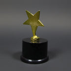 Sculpture - Cast Metal Star on Round Base