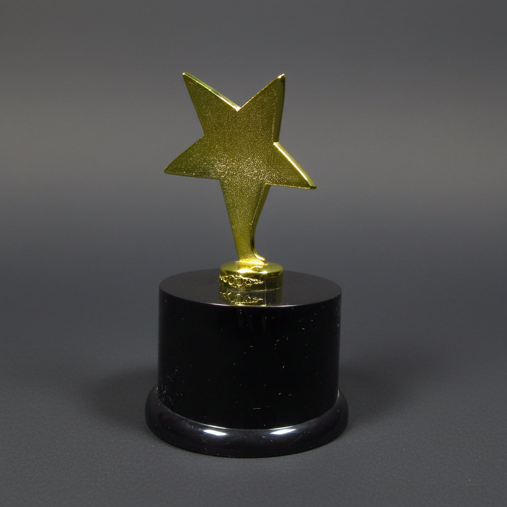 Sculpture - Cast Metal Star on Round Base