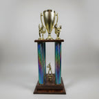 Trophy - Four Post with Gold Plastic Cup Mounted to Top Base (23.5")