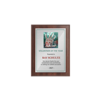 A photo of a Cherrywood Laminate plaque with a full colour plate.