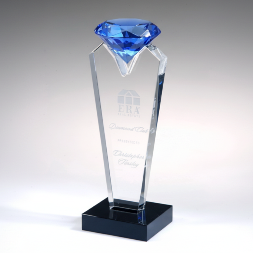Optic Crystal - Blue Rising Diamond