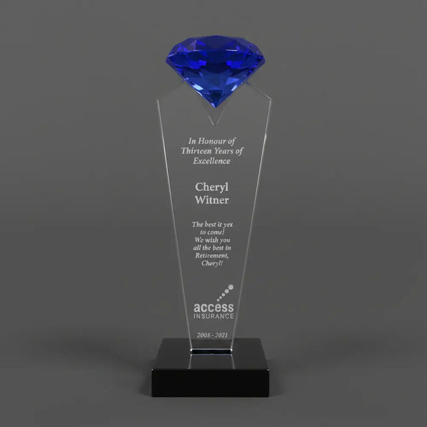 Optic Crystal - Blue Rising Diamond