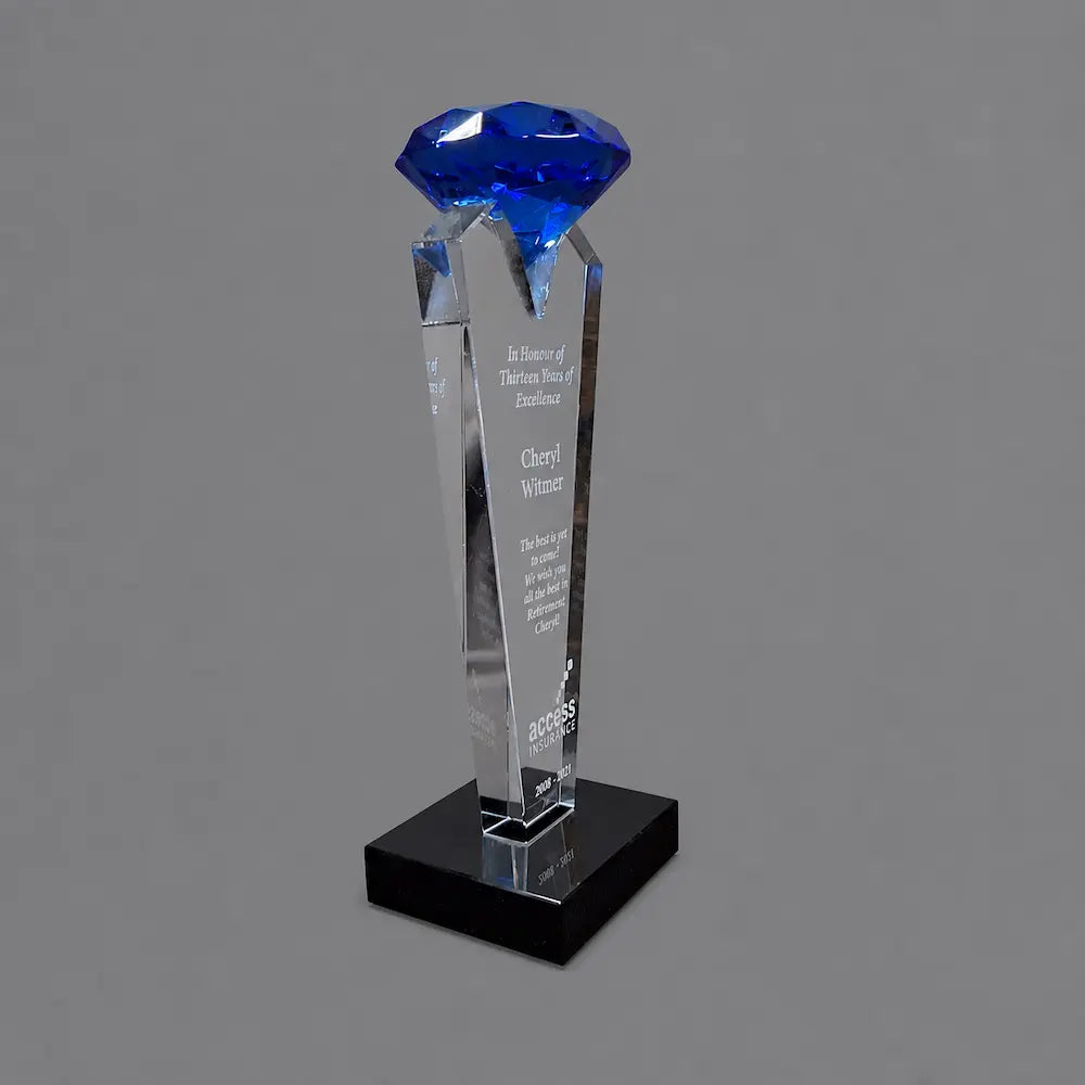 Optic Crystal - Blue Rising Diamond