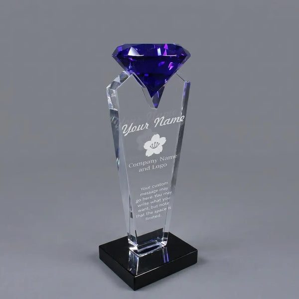 Optic Crystal - Blue Rising Diamond