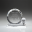 Optic Crystal - Round, Faceted Crystal with Golf Ball on Clear Base