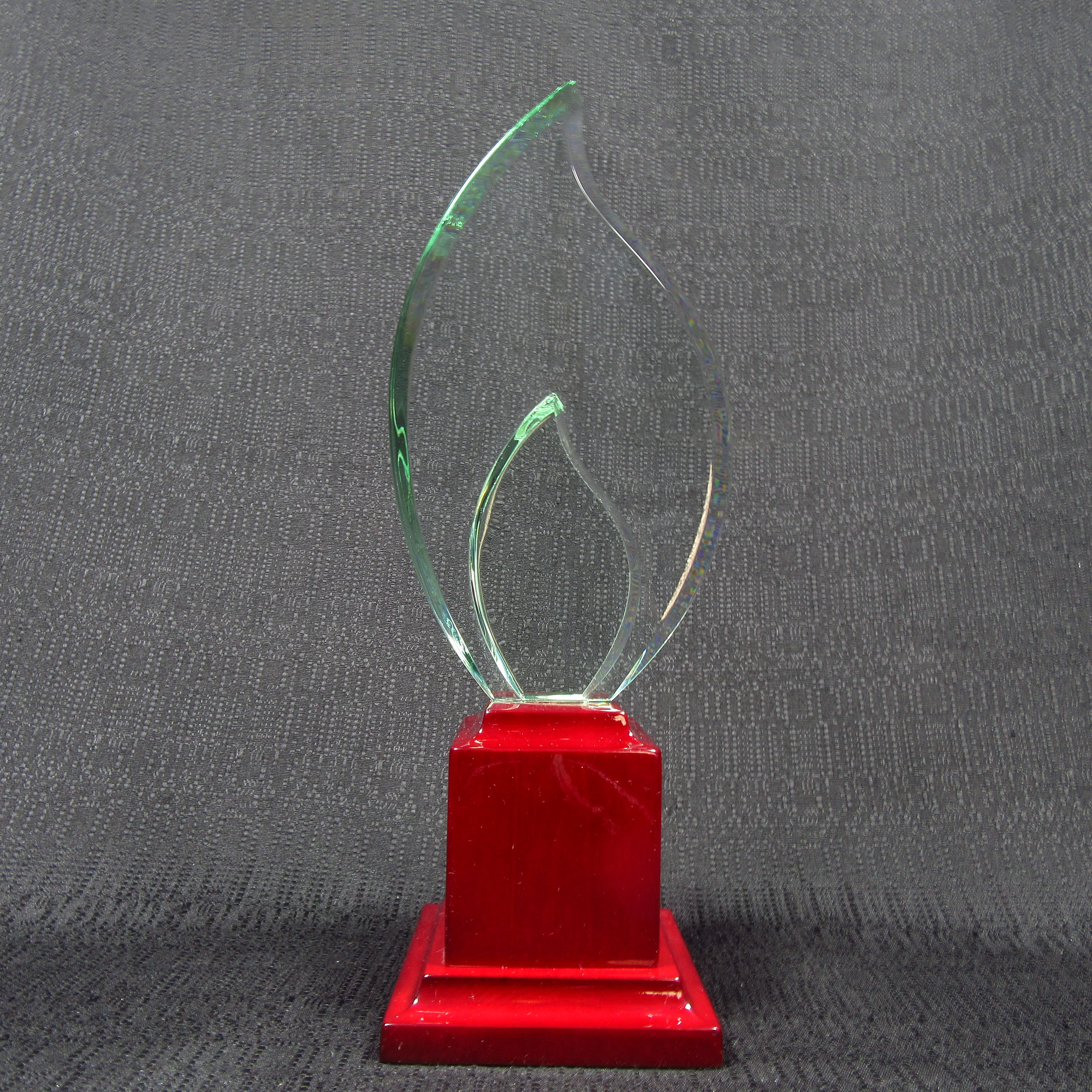 Jade Glass - Double Flame on Rosewood Base Secondary image