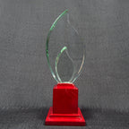 Jade Glass - Double Flame on Rosewood Base