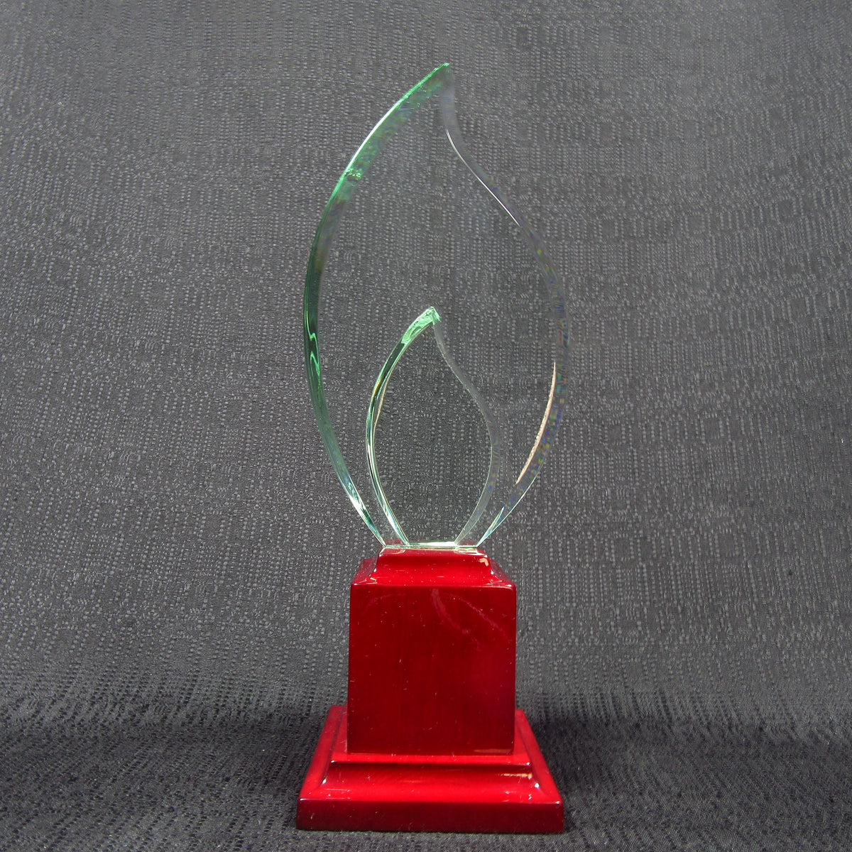 Jade Glass - Double Flame on Rosewood Base