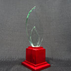 Jade Glass - Double Flame on Rosewood Base