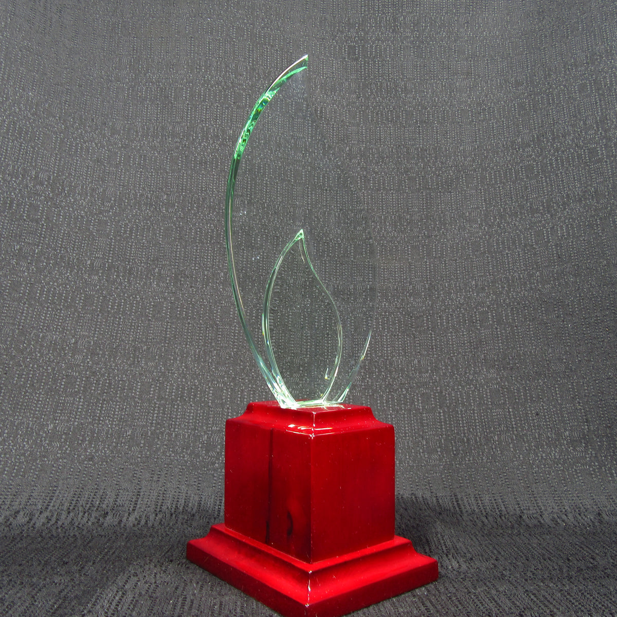 Jade Glass - Double Flame on Rosewood Base