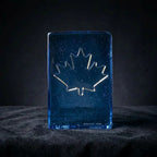 Glass - Rectangular, Aqua Wedge with Maple Leaf